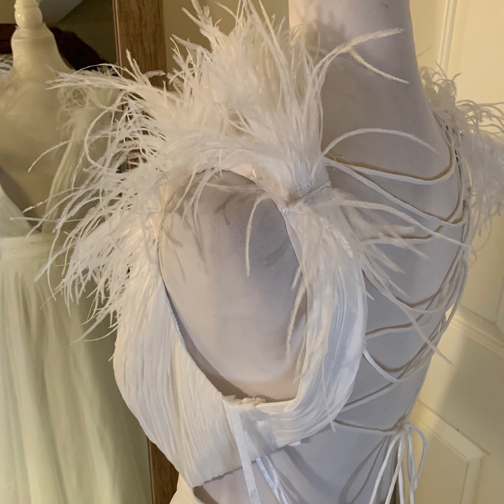 MAC DUGGAL
Plunge Ostrich Feather A Line Gown - Picture 11 of 16